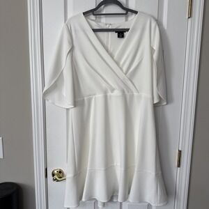 Flattering White V-Neck Wrap Dress